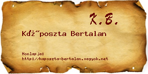 Káposzta Bertalan névjegykártya